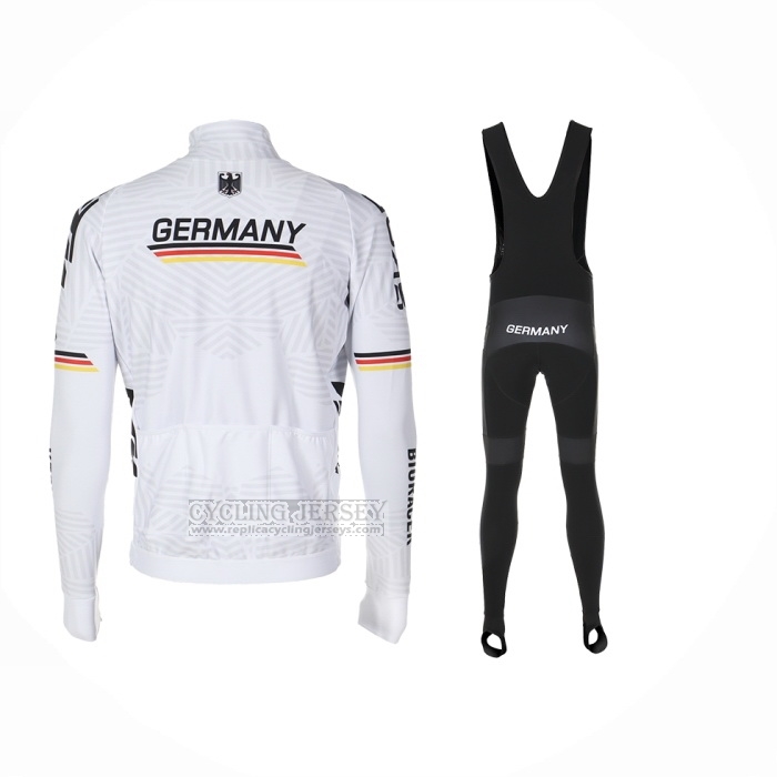 2023 Cycling Jersey Germany White Long Sleeve and Bib Short